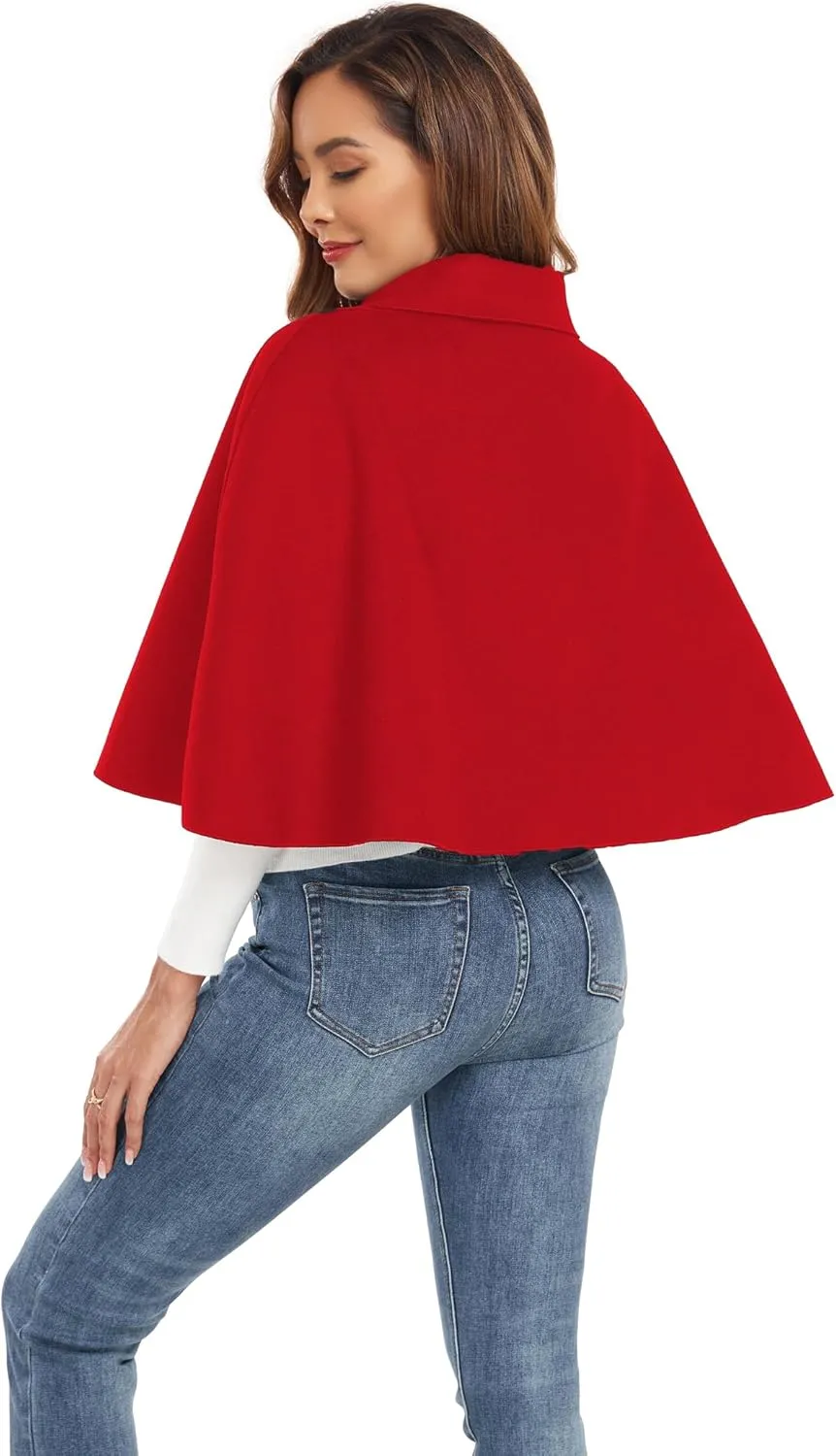 Women Capelet Shawl Short Cloak Cape Warm Poncho Fall Winter Soft Shawl Cover Up