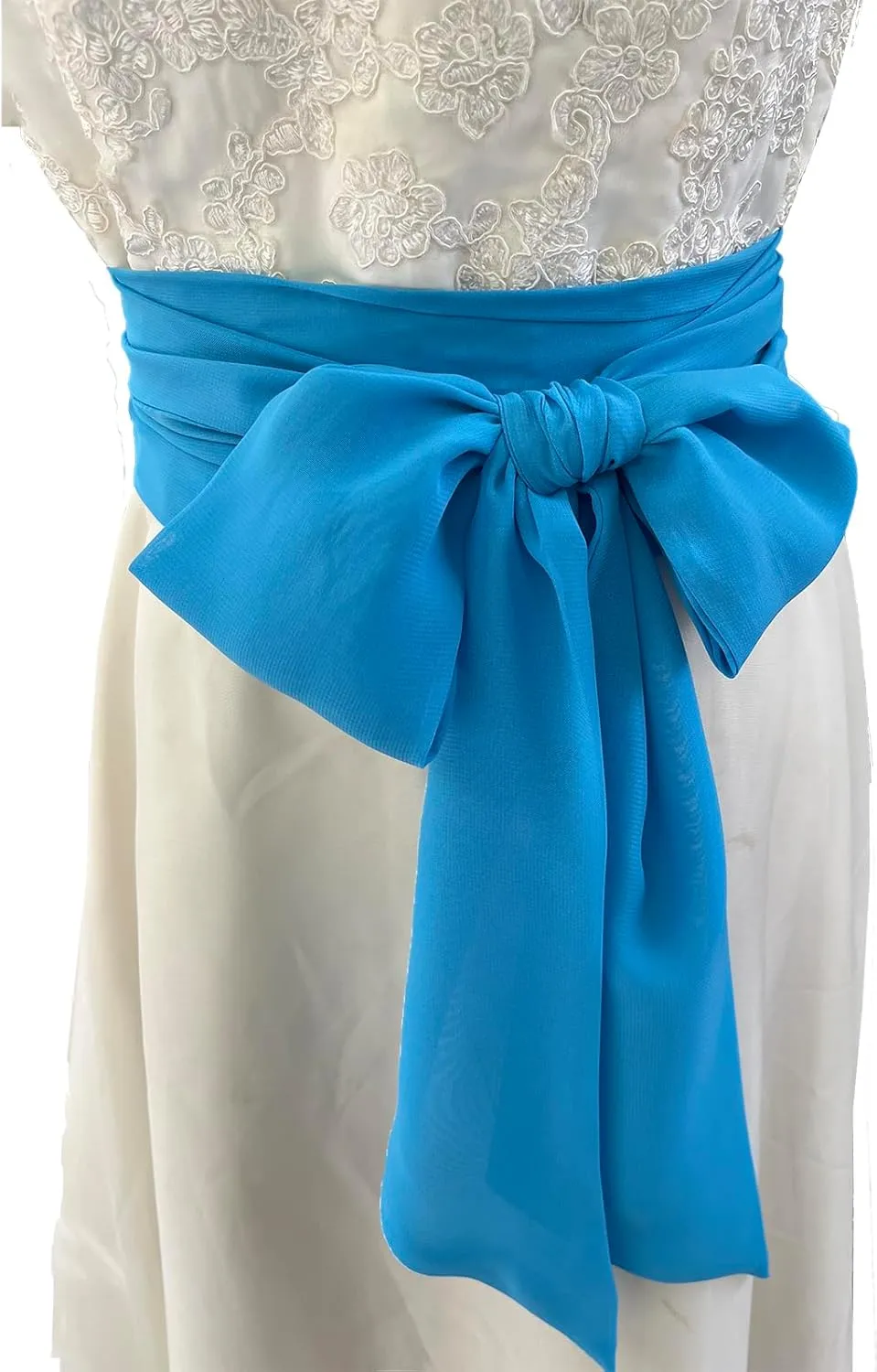 Women Chiffon Sash Corset Belt Waist Bow Tie belt 3.74" Wide for Bridal Wedding Special Occasion Dress