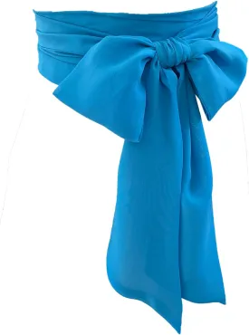 Women Chiffon Sash Corset Belt Waist Bow Tie belt 3.74" Wide for Bridal Wedding Special Occasion Dress
