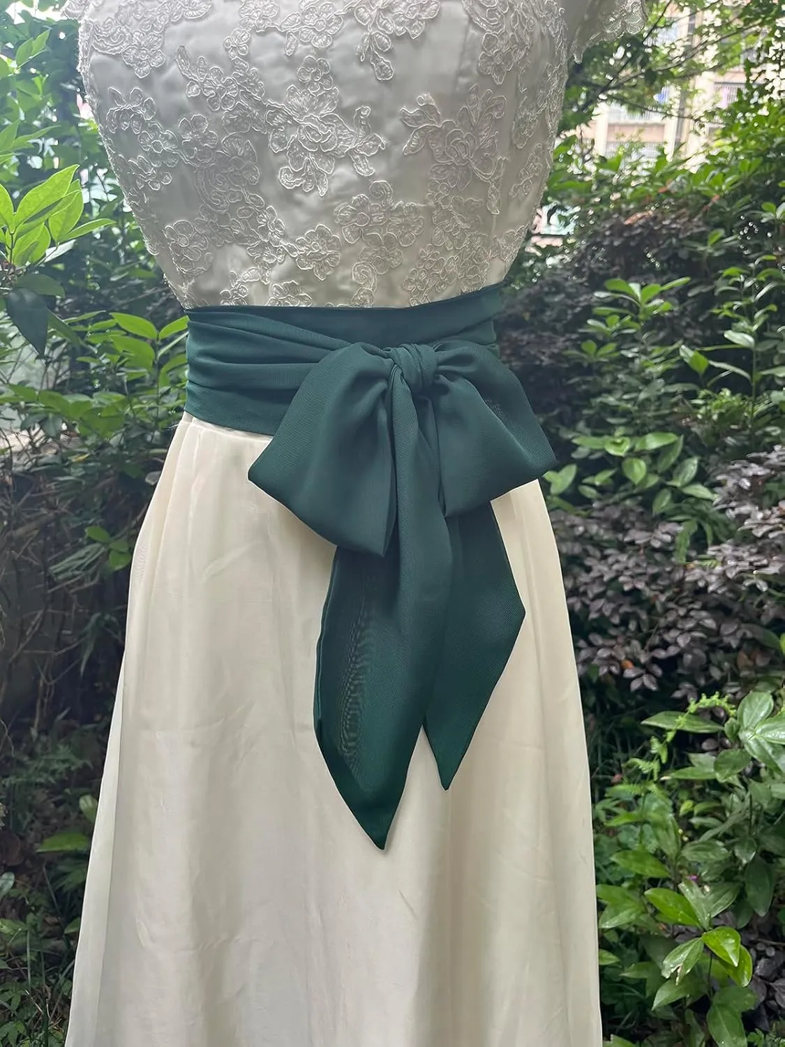 Women Chiffon Sash Corset Belt Waist Bow Tie belt 3.74" Wide for Bridal Wedding Special Occasion Dress