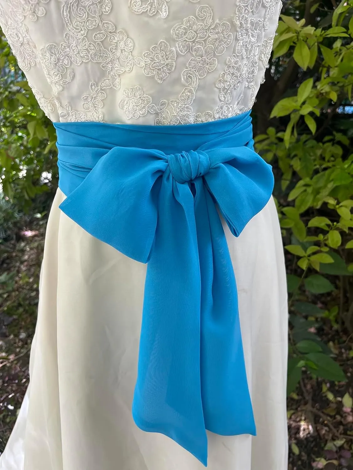 Women Chiffon Sash Corset Belt Waist Bow Tie belt 3.74" Wide for Bridal Wedding Special Occasion Dress
