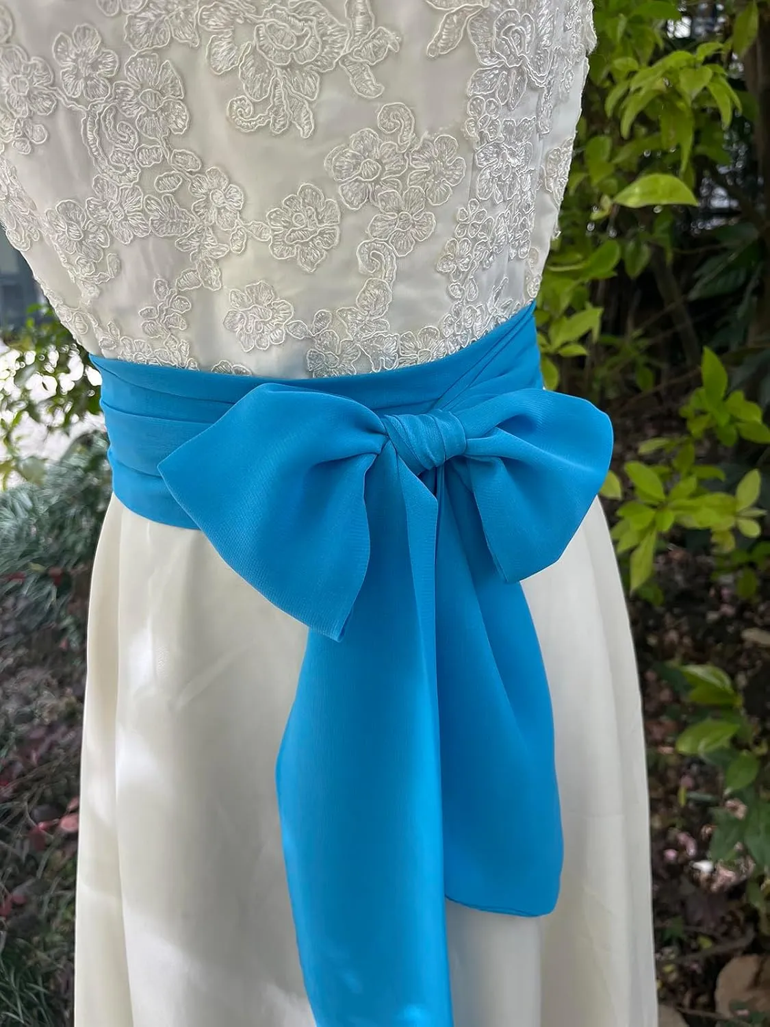 Women Chiffon Sash Corset Belt Waist Bow Tie belt 3.74" Wide for Bridal Wedding Special Occasion Dress
