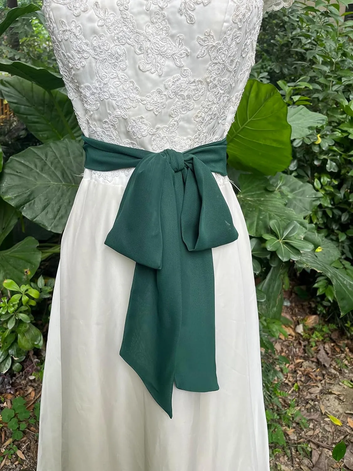 Women Chiffon Sash Corset Belt Waist Bow Tie belt 3.74" Wide for Bridal Wedding Special Occasion Dress