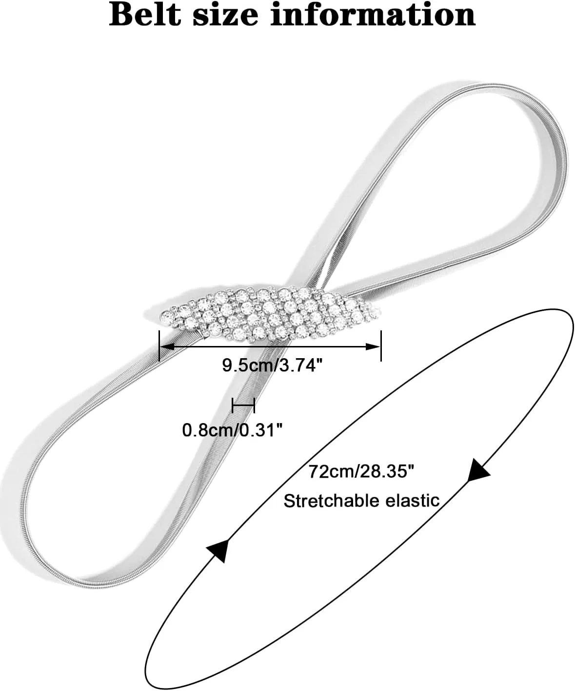 Women Skinny Metal Waist Belt Elastic Thin Waist Belt for Dress Stretch Chain Belt