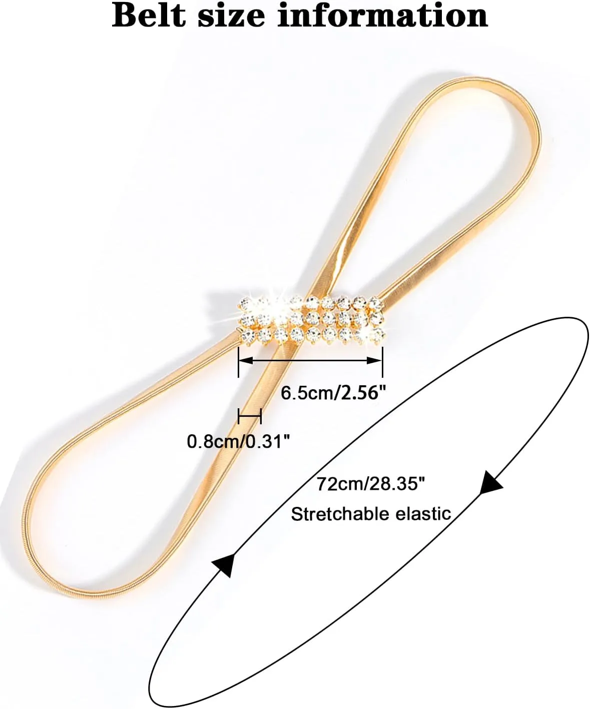 Women Skinny Metal Waist Belt Elastic Thin Waist Belt for Dress Stretch Chain Belt