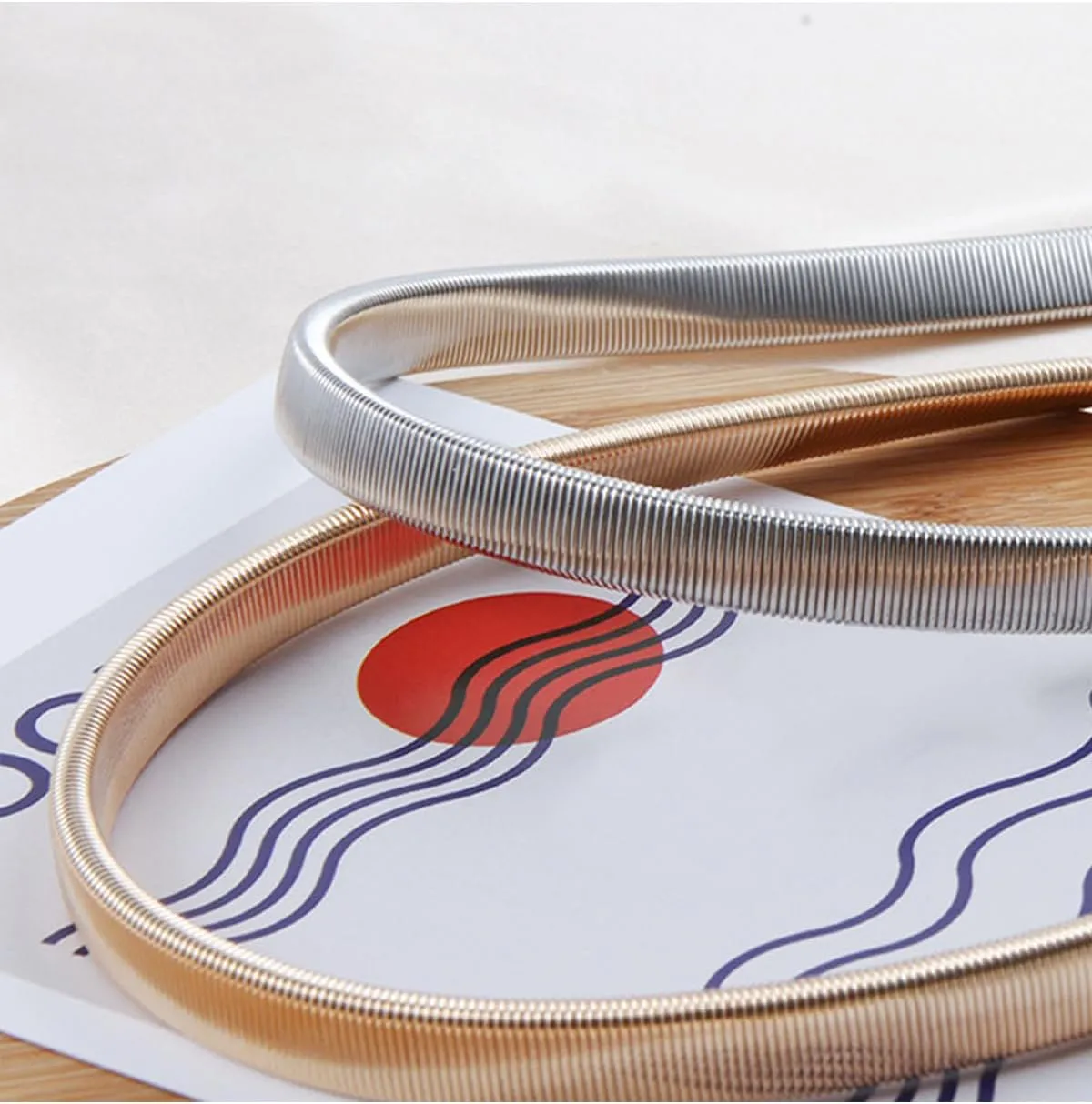 Women Skinny Metal Waist Belt Elastic Thin Waist Belt for Dress Stretch Chain Belt