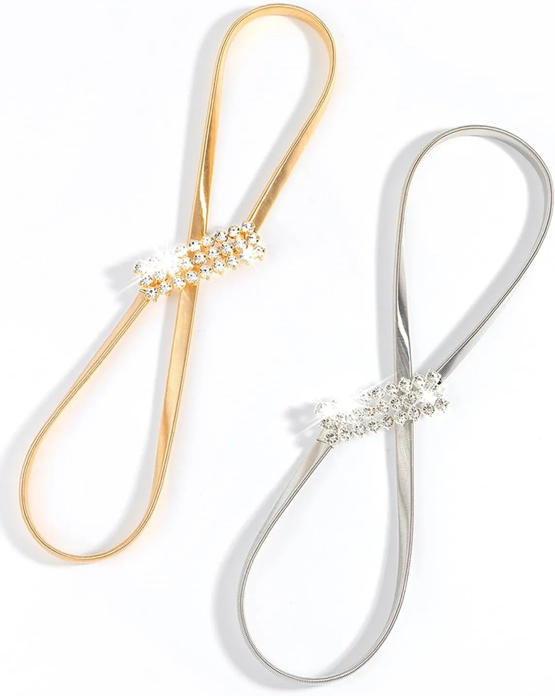 Women Skinny Metal Waist Belt Elastic Thin Waist Belt for Dress Stretch Chain Belt