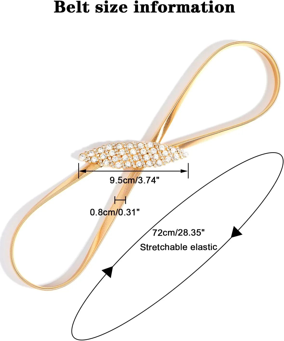 Women Skinny Metal Waist Belt Elastic Thin Waist Belt for Dress Stretch Chain Belt