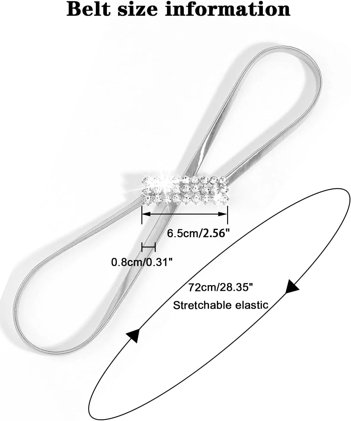 Women Skinny Metal Waist Belt Elastic Thin Waist Belt for Dress Stretch Chain Belt