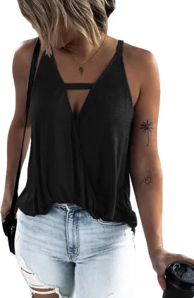 Women's Choker V-Neck Wrap Tank Tops