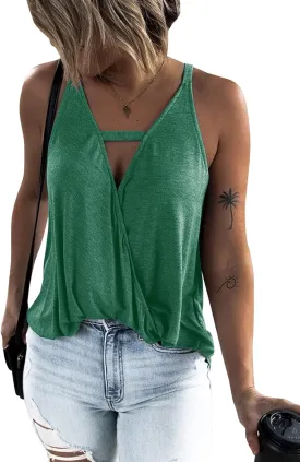 Women's Choker V-Neck Wrap Tank Tops