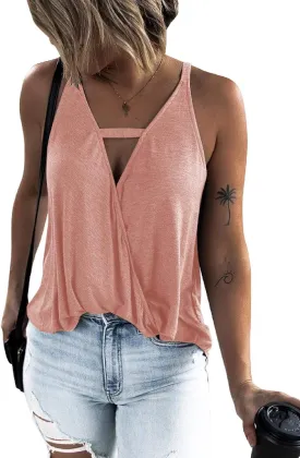 Women's Choker V-Neck Wrap Tank Tops