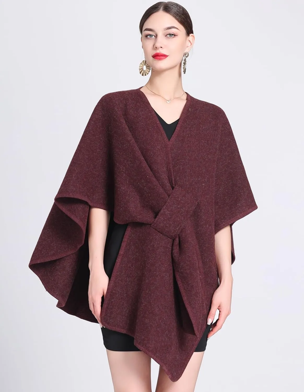 Women's Elegant Shawl Wraps Soft Open Front Poncho Cape Oversized Sweater for Spring Fall Winter