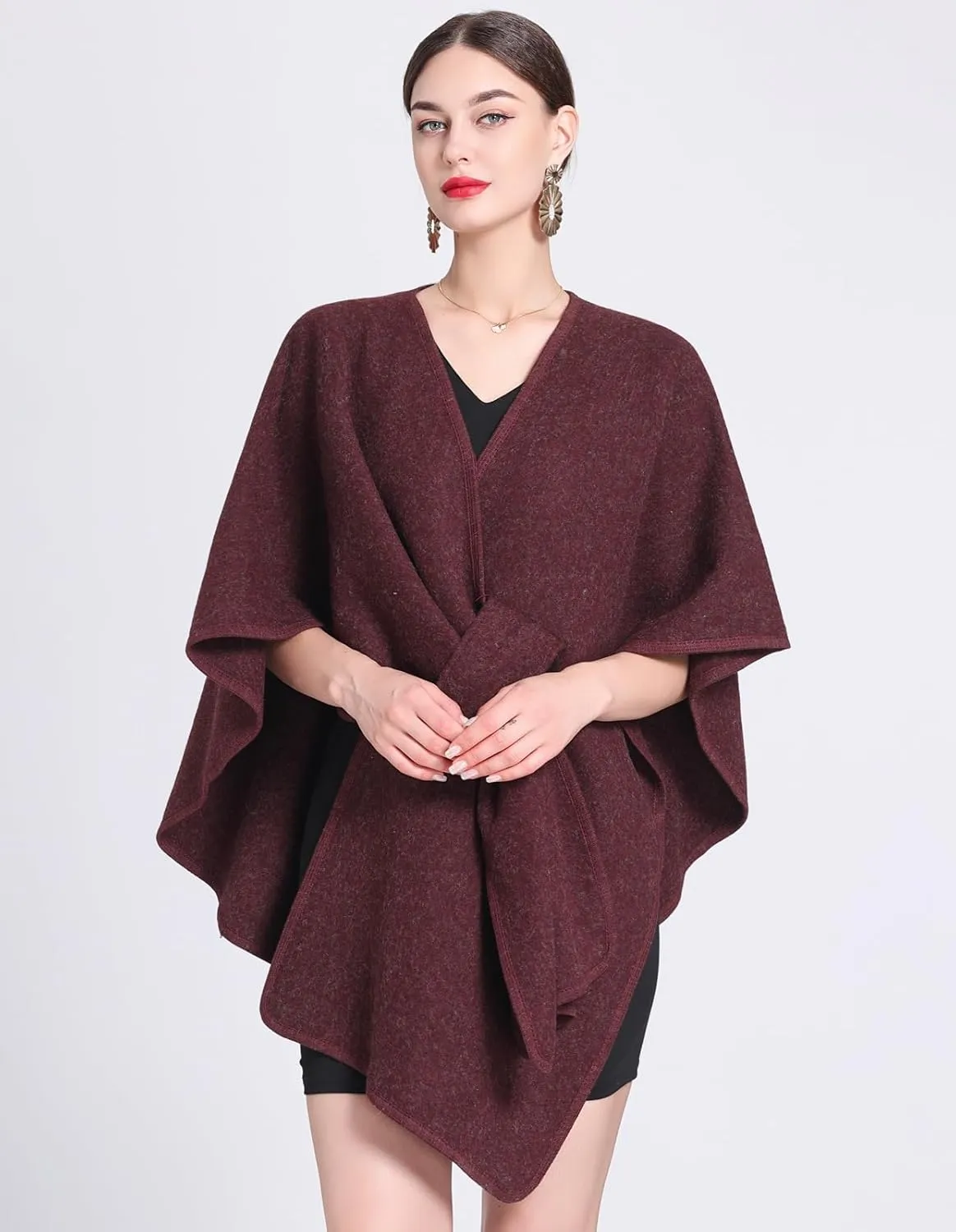 Women's Elegant Shawl Wraps Soft Open Front Poncho Cape Oversized Sweater for Spring Fall Winter