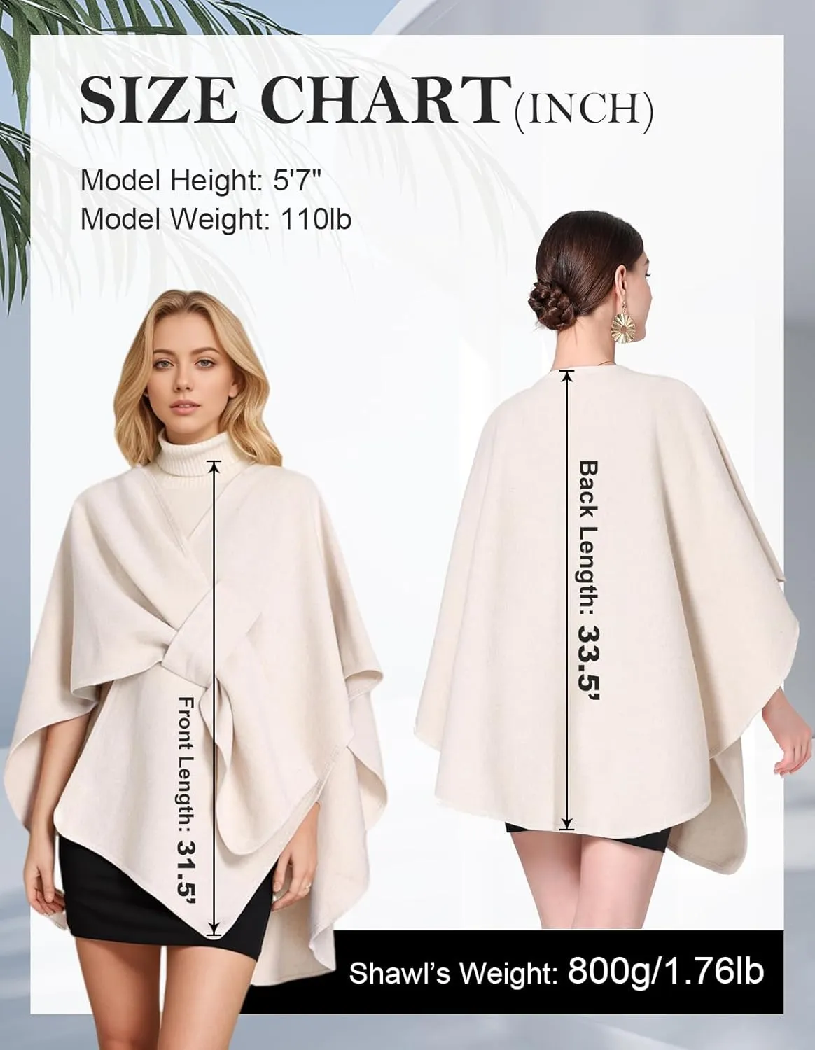 Women's Elegant Shawl Wraps Soft Open Front Poncho Cape Oversized Sweater for Spring Fall Winter