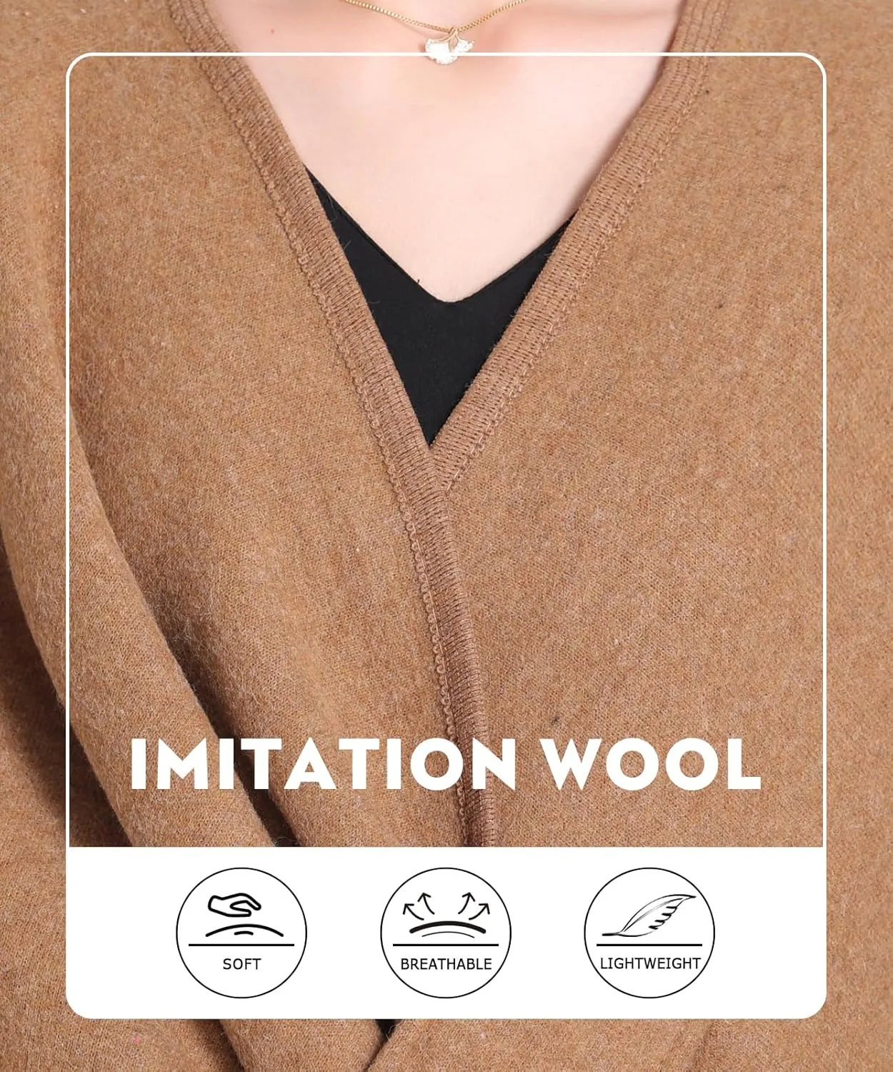 Women's Elegant Shawl Wraps Soft Open Front Poncho Cape Oversized Sweater for Spring Fall Winter