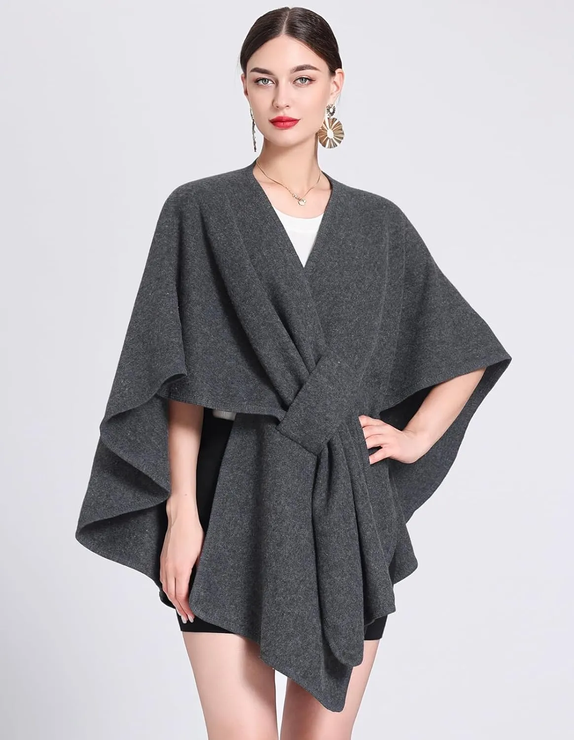 Women's Elegant Shawl Wraps Soft Open Front Poncho Cape Oversized Sweater for Spring Fall Winter