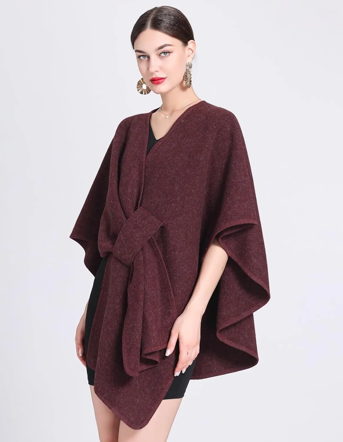Women's Elegant Shawl Wraps Soft Open Front Poncho Cape Oversized Sweater for Spring Fall Winter