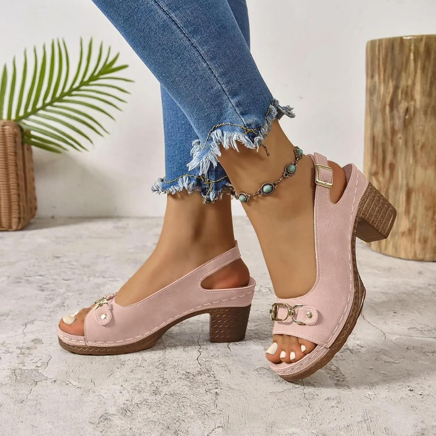 Women's Platform Sandals Comfortable Orthopedic Shoes Trendy Open Toe Shoes Adjustable Ankle Back Strap Summer Sandals with Arch Support Casual Dressy Wide Wedge Sandal for Work Dating Party