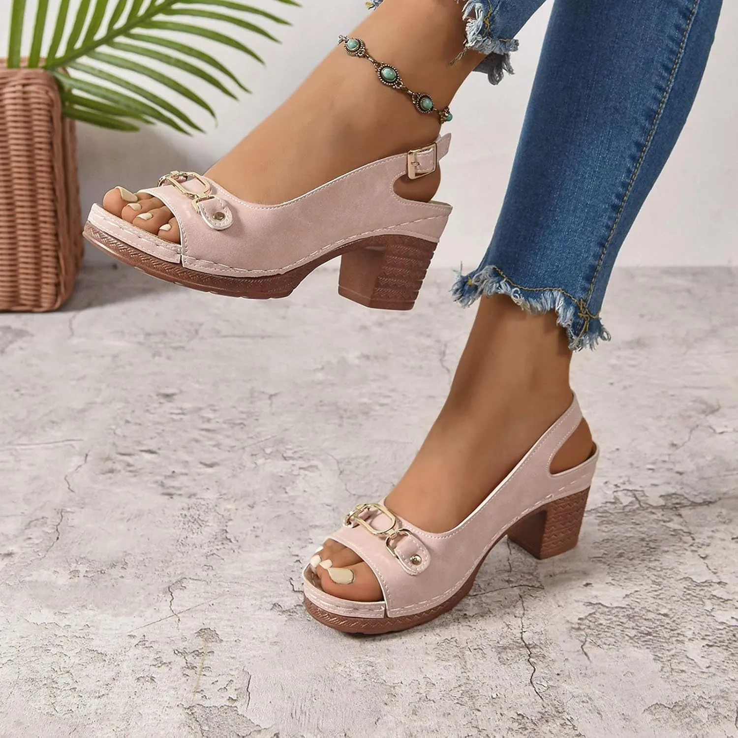 Women's Platform Sandals Comfortable Orthopedic Shoes Trendy Open Toe Shoes Adjustable Ankle Back Strap Summer Sandals with Arch Support Casual Dressy Wide Wedge Sandal for Work Dating Party