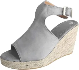 Women's Platform Sandals Orthopedic Slip On High Heel Sandals Fish Mouth Ankle Strap Metal Buckle Espadrilles Slingback Wedges for Summer Beach Oceanside Holiday Outdoor