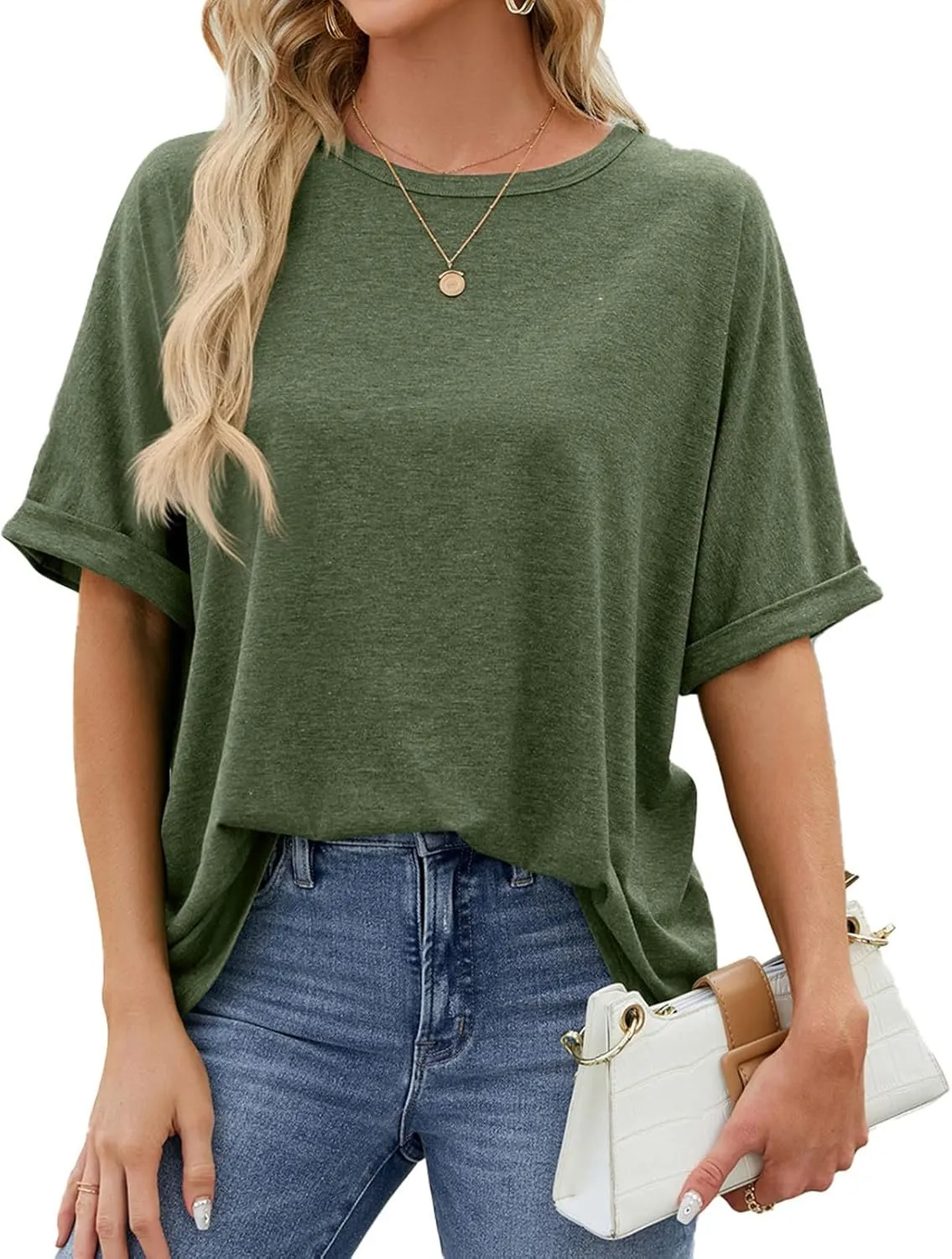 Women's Short Sleeve Tops Summer T Shirts Round Neck Causal Fashion Basic Tee Oversized Shirt Loose Fit Trendy Blouses
