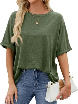 Women's Short Sleeve Tops Summer T Shirts Round Neck Causal Fashion Basic Tee Oversized Shirt Loose Fit Trendy Blouses