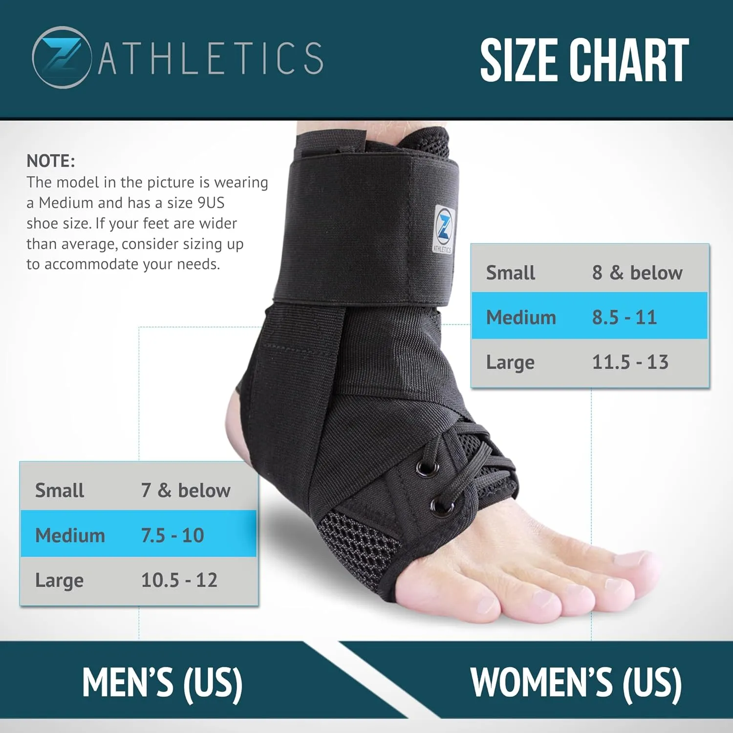 Zenith Ankle Brace, Lace Up Adjustable Support  for Running, Basketball, Injury Recovery, Sprain! Ankle Wrap for Men, Women, and Children