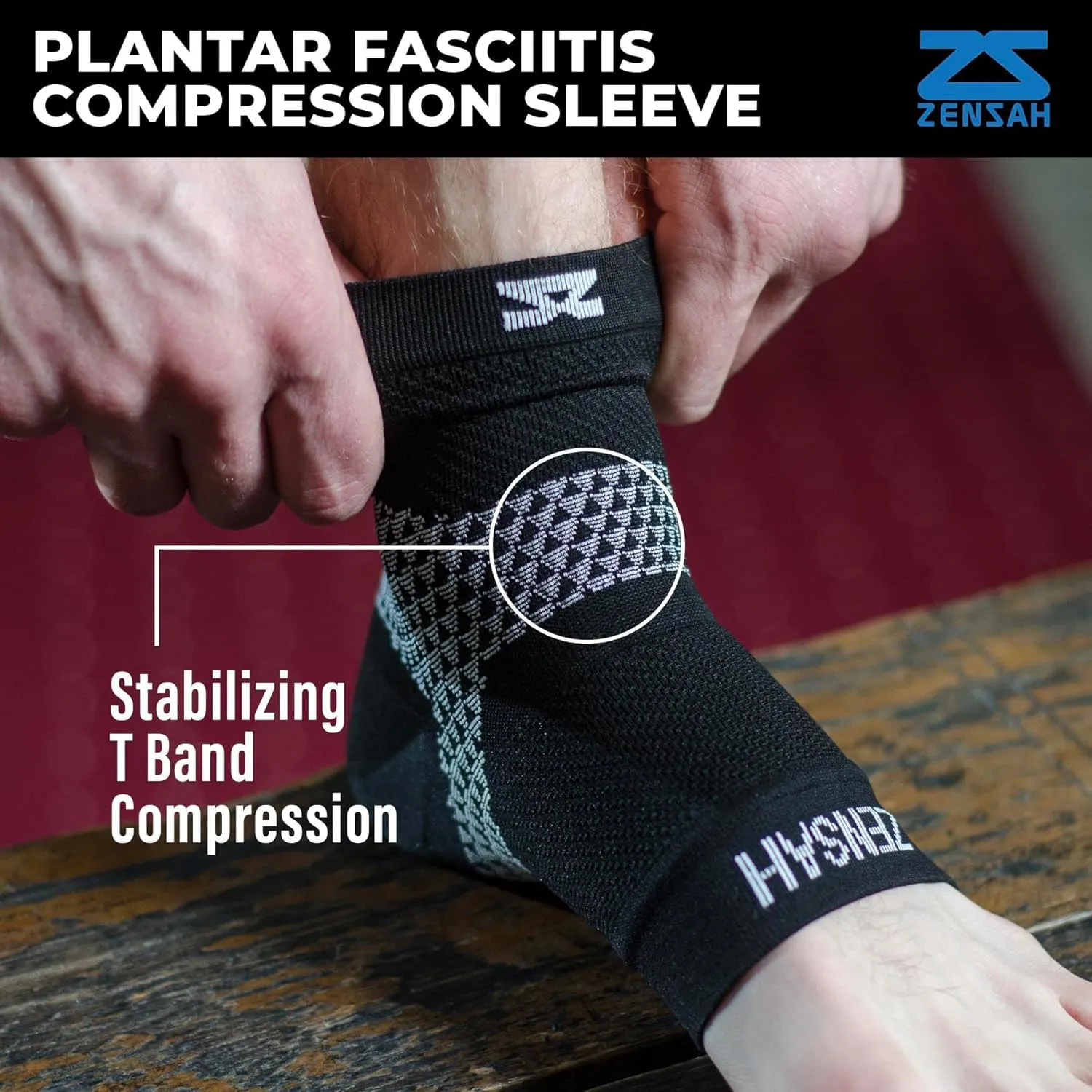 Zensah Plantar Fasciitis Sleeve - Relieve Heel Pain, Arch Support, Reduce Swelling - Compression Foot Sleeve, PF Sock